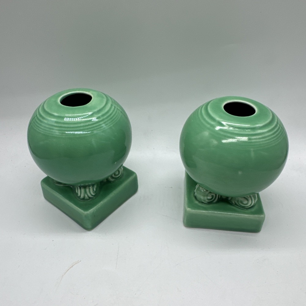 Vintage Fiesta GREEN Bulb Candle Holders